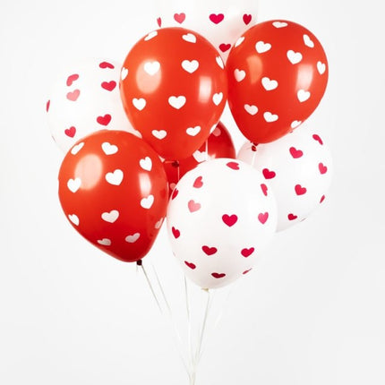 Globos Corazón Rojo Blanco 30.5cm 8pcs