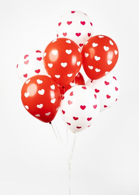 Globos Corazón Rojo Blanco 30.5cm 8pcs