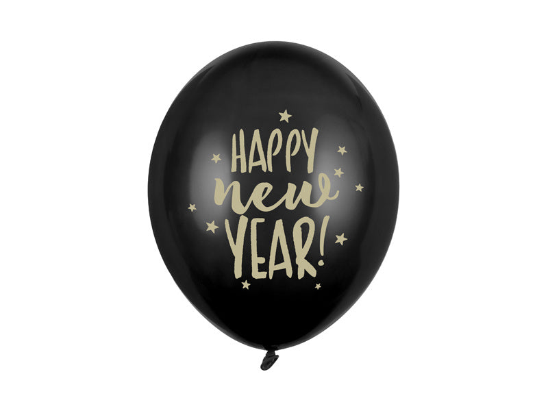 Globos Feliz Año Nuevo Negro 30cm 6pcs