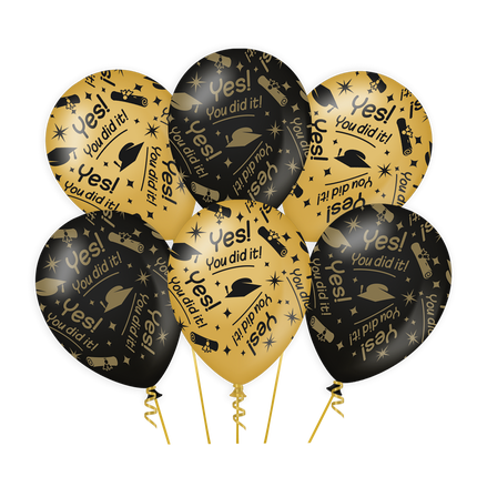 Globos You Did It Oro Negro 30cm 6pcs