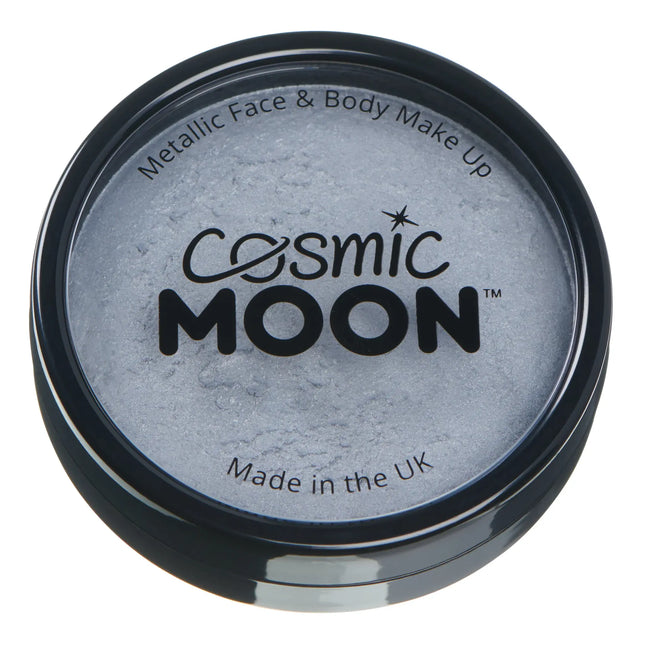 Luna Cósmica Metalizada Pro Face Paint Cake Pots Plata 36g