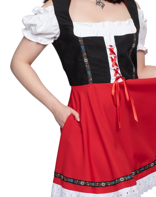 Oktoberfest Vestido Dirndl Oktoberfest Negro Rojo Señoras