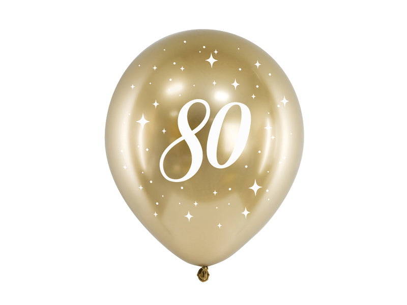 Globos 80 Años Oro 30cm 6pcs