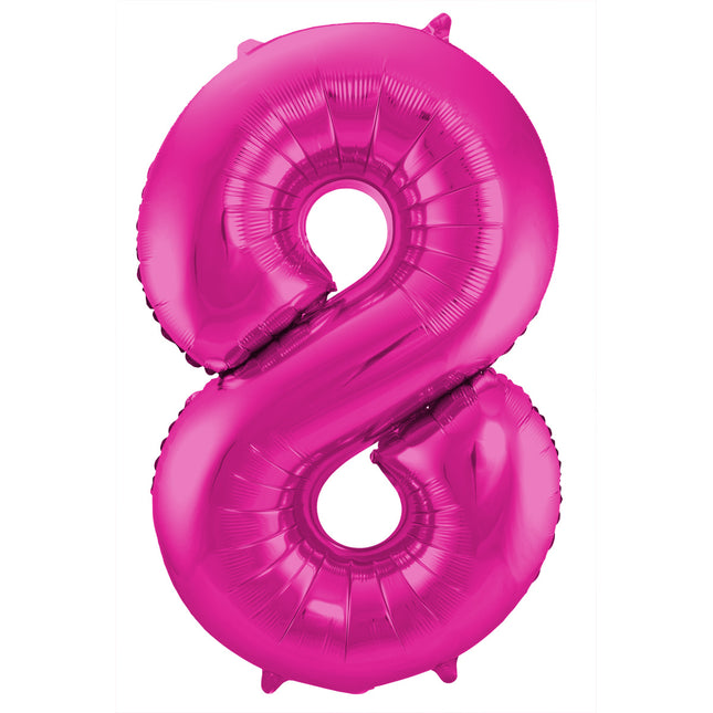 Globo Foil Figura 8 Fucsia Metalizado XL 86cm vacío