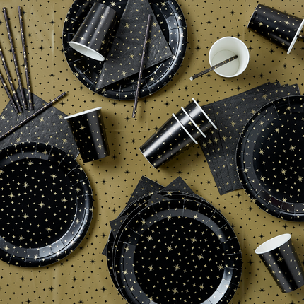 Tazas Estrellas de Oro Negro 13cm 8pcs