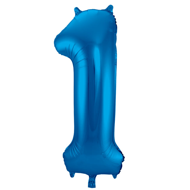 Globo Foil Figura 1 Azul Metalizado XL 86cm Vacío