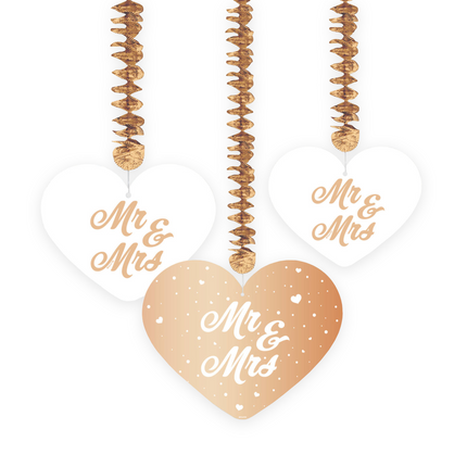 Mr, & Mrs, Decoración colgante 70cm 3pcs