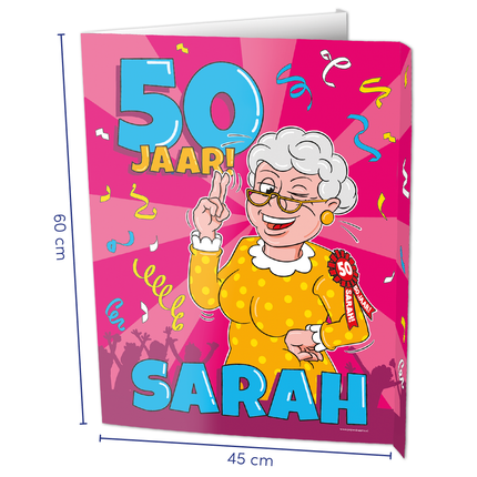 Cartel de escaparate Sarah 50 años 60cm