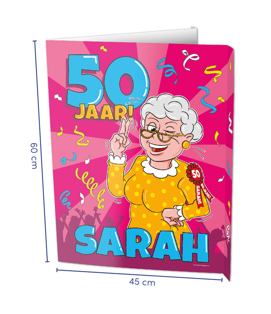 Cartel de escaparate Sarah 50 años 60cm