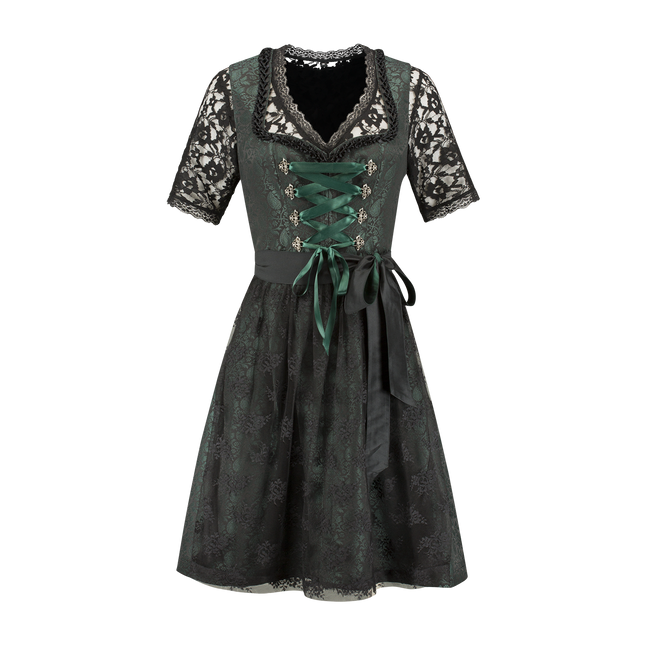 Negro Verde Vestido Dirndl Oktoberfest Mujer Jaquard