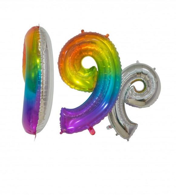 Globo de foil Figura 9 Arco Iris Transparente 66cm