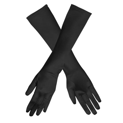 Guantes Largos Raso Negro