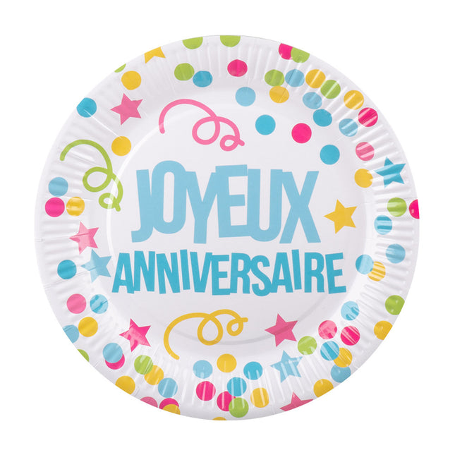 Platos Joyeux Anniversaire 23cm 6pcs