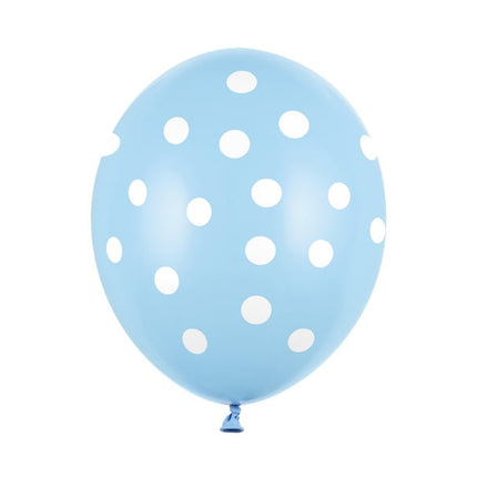 Globos Azul Claro Lunares Blancos 30cm 6pcs