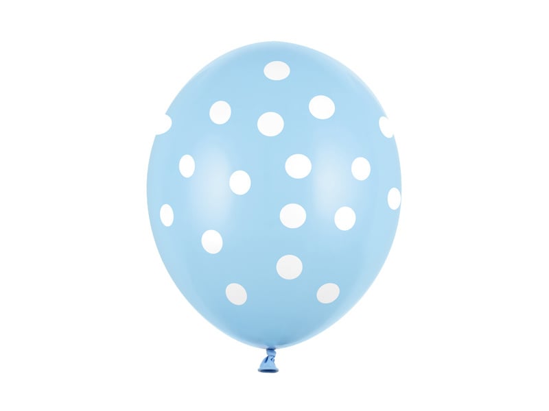 Globos Azul Claro Lunares Blancos 30cm 6pcs