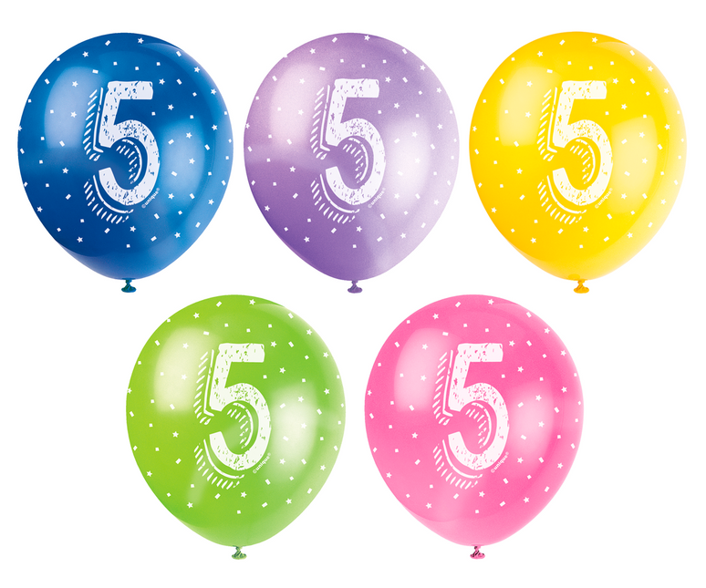 Globos 5 Años Confetti 30cm 5pcs