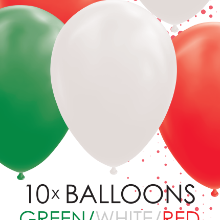 Globos Verde Blanco Rojo 30cm 10pcs