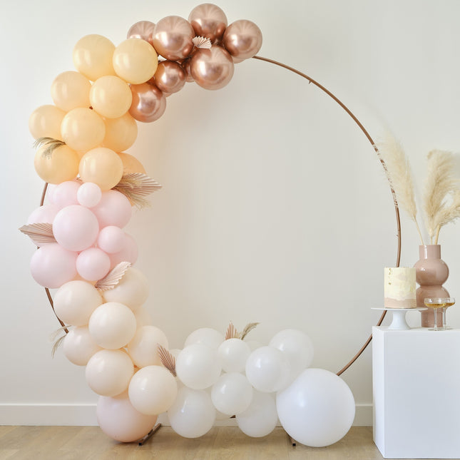 Set de Arco de Globo Blanco Melocotón Rosa Dorado