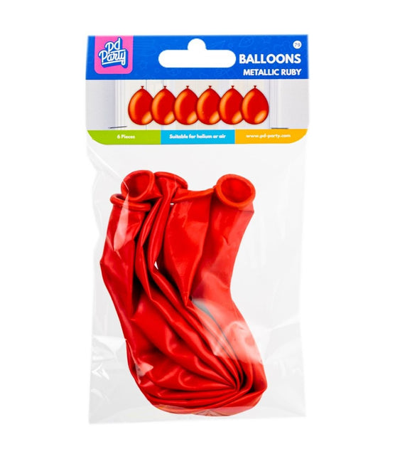 Globos Rojos Metálicos 30cm 6pcs