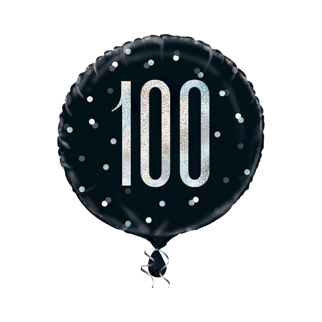 Globo de Helio 100 Años Negro 45cm vacío