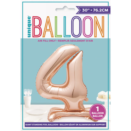 Globo Foil Figura 4 Oro Rosa Estándar 76cm