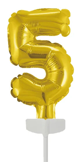 Gold Cake topper 5 Años Globo Foil 12.5cm