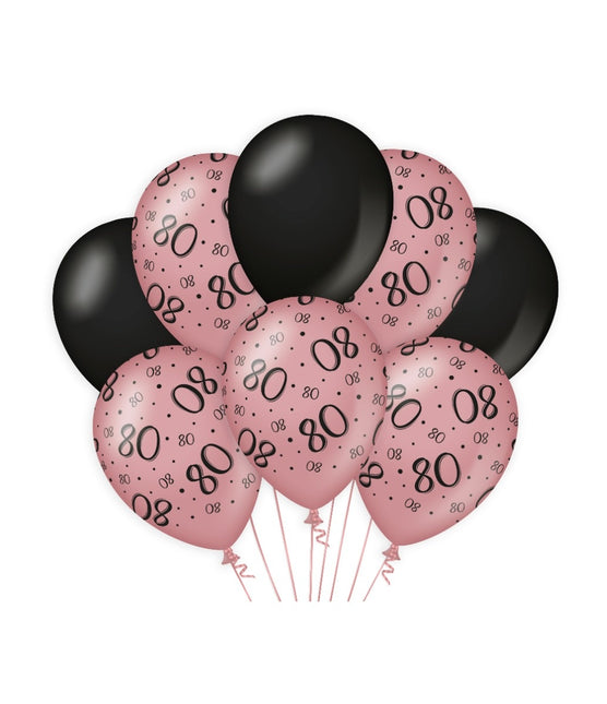 Globos 80 Años Rosa Negra 30cm 8pcs