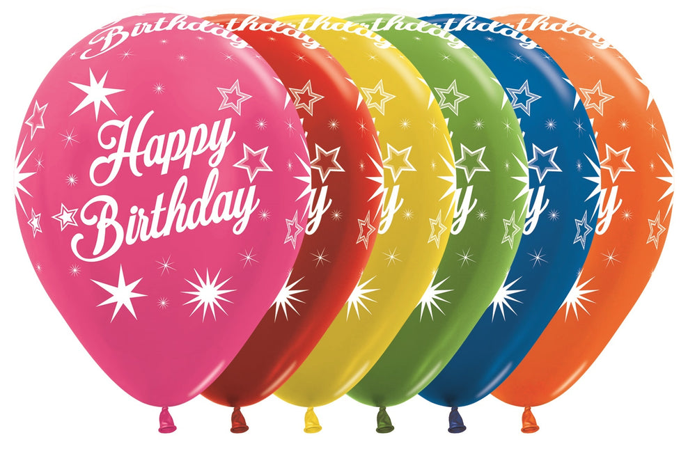 Globos Feliz Cumpleaños Sparkle Metallic Mix 30cm 25pcs