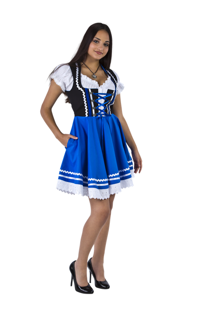 Oktoberfest Vestido Dirndl Oktoberfest Azul Blanco Señoras 2 Piezas