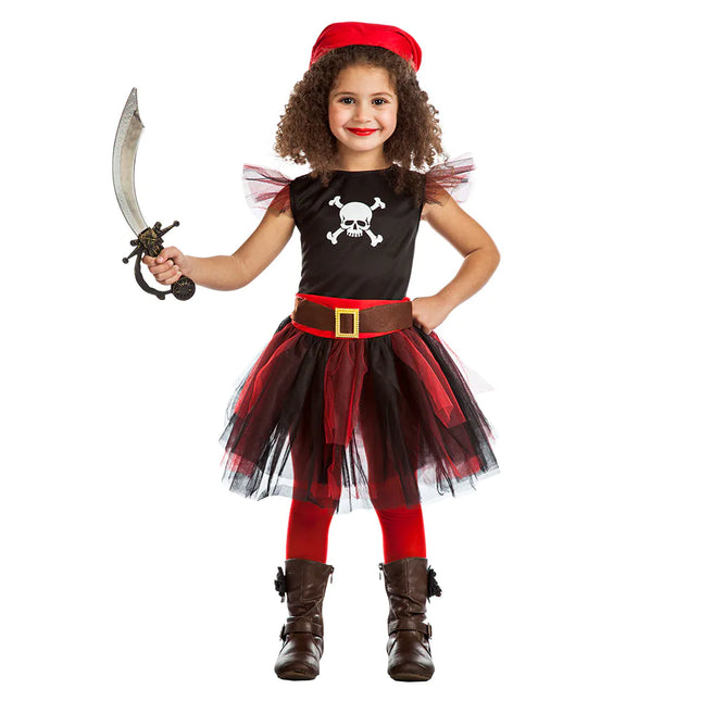 Traje Pirata Negro Rojo Niña