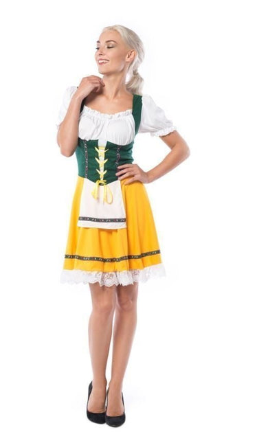 Vestido Dirndl Oktoberfest Amarillo Verde