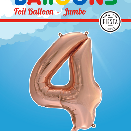 Globo Foil Figura 4 Oro Rosa XL 86cm vacío