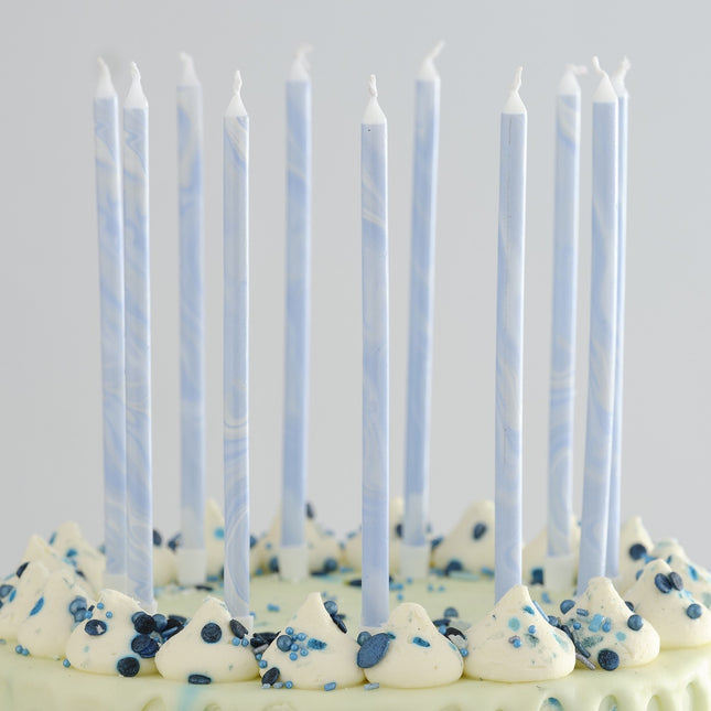 Velas Azul Mármol 18cm 12pcs