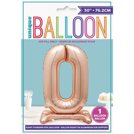 Globo Foil Figura 0 Oro Rosa Estándar 76cm