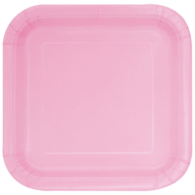 Platos Cuadrados Rosa Claro 23cm 14pcs