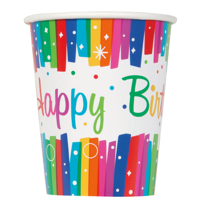 Tazas Feliz Cumpleaños Arcoiris 266ml 8pcs