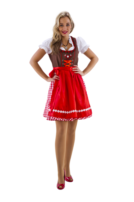 Dirndl a cuadros marrón-rojo/blanco