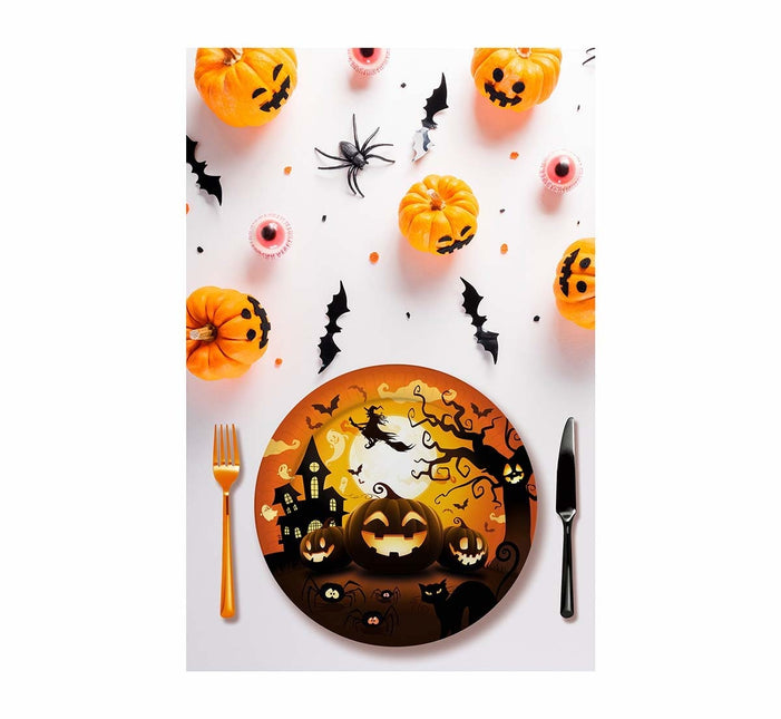 Platos Halloween Calabaza 23cm 6pcs