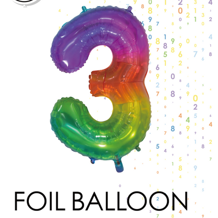 Globo de foil Figura 3 Arco Iris Transparente 66cm