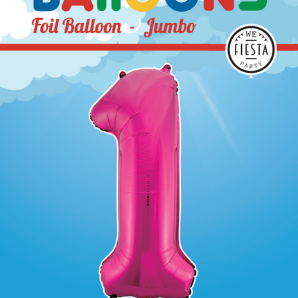 Globo Foil Figura 1 Fucsia XL 86cm vacío