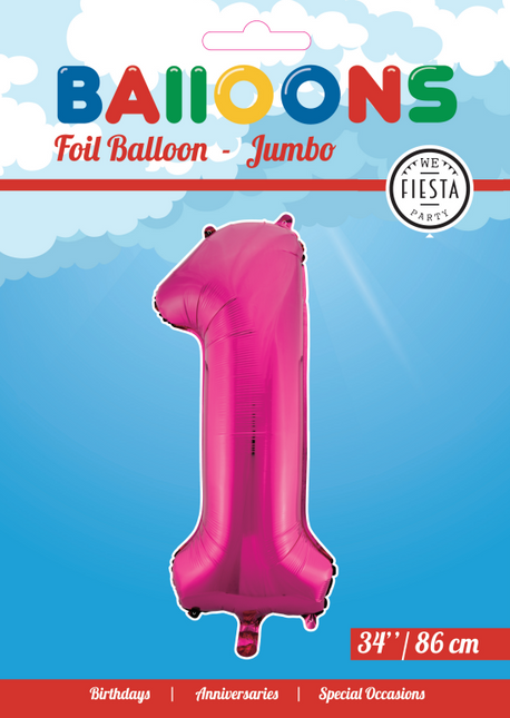 Globo Foil Figura 1 Fucsia XL 86cm vacio