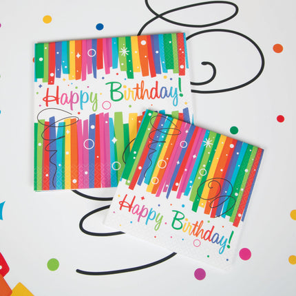 Cintas de arco iris Servilletas de cumpleaños 16pcs