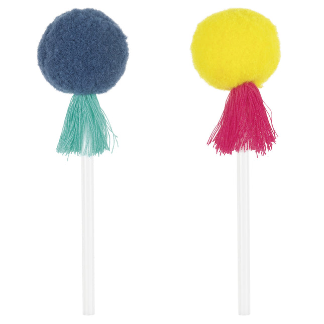 Adornos de colores para magdalenas Pom Pom y borlas 8 unidades