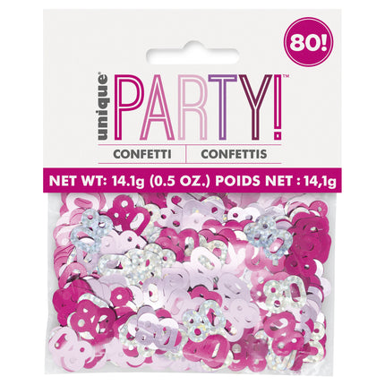 80 Años Bolsa Confetti Rosa 14gr