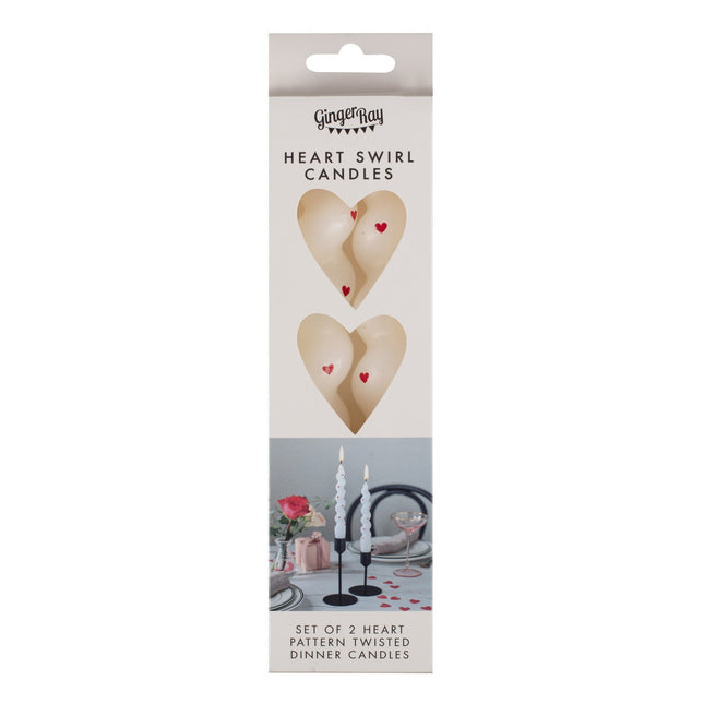 Vela Roja Blanca Corazones 2pcs