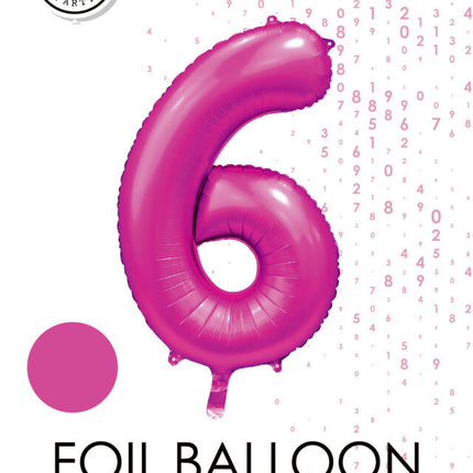 Globo Número Fucsia 6 Años Brillo 86cm