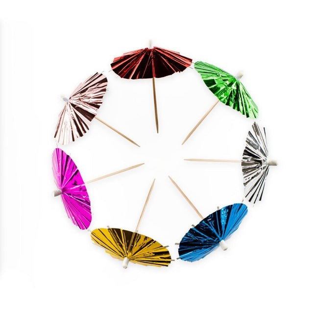 Pegatinas de Colores para Cócteles Parasol Largo 10cm 10uds.