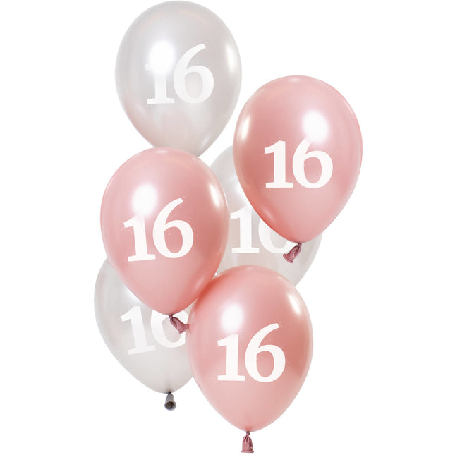 Globos 16 Años Rosa 23cm 6pcs