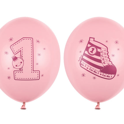 Globos 1 Año Rosa 30cm 6pcs