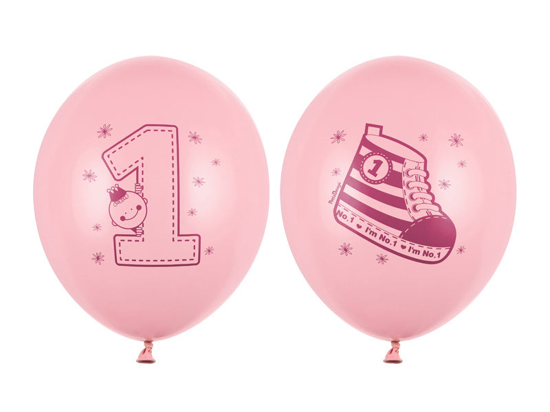 Globos 1 Año Rosa 30cm 6pcs